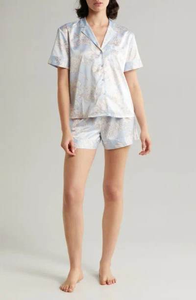 Nordstrom Dobby Satin Short Pajamas In Blue Feather Henriette Floral