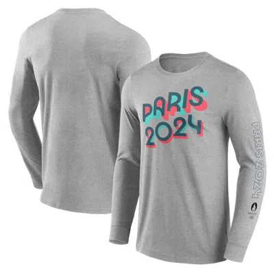 Fanatics Branded Heather Gray Paris 2024 Summer Olympics Bold Stripe Long Sleeve T-shirt