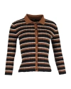THEORY STRIPED BUTTON-DOWN SWEATER IN MULTICOLOR WOOL