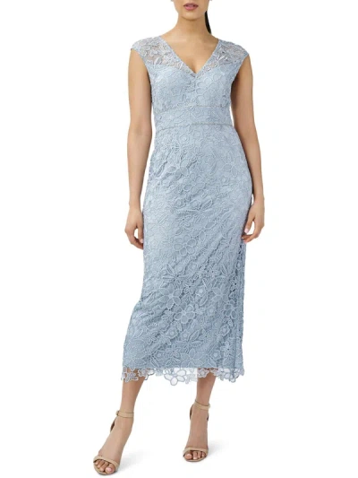 Adrianna Papell Womens Embellished Midi Cocktail And Party Dress In Blue