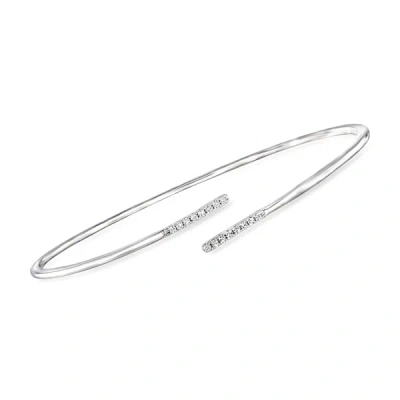 Rs Pure By Ross-simons Diamond Bypass Bangle Bracelet In Sterling Silver