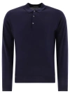 John Smedley Mens Midnight Belper Knitted Polo Jumper In Blue