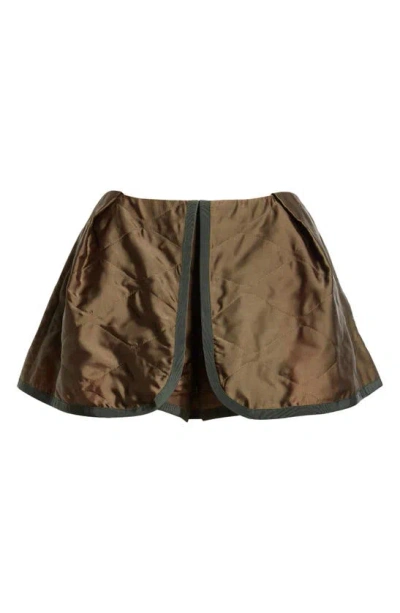 Sacai Quilted Satin Shorts In Brown