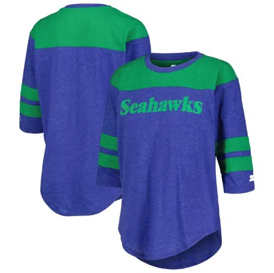 Starter Royal Seattle Seahawks Fullback Tri-blend 3/4-sleeve T-shirt
