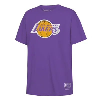Mitchell & Ness Kids' Big Boys  Purple Los Angeles Lakers Hardwood Classics Retro Logo T-shirt