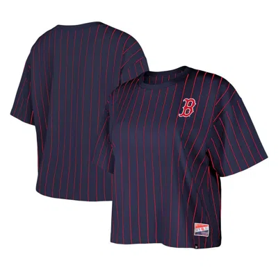 New Era Navy Boston Red Sox Boxy Pinstripe T-shirt