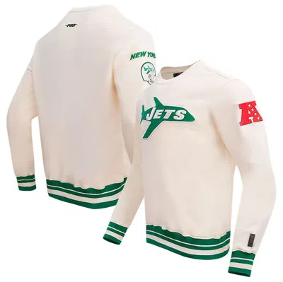 Pro Standard Cream New York Jets Retro Classics Fleece Pullover Sweatshirt