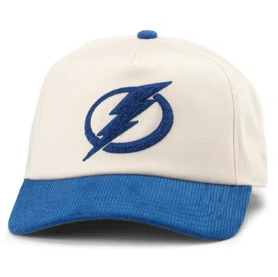 American Needle Men's White/blue Tampa Bay Lightning Burnett Adjustable Hat In Cream-roya