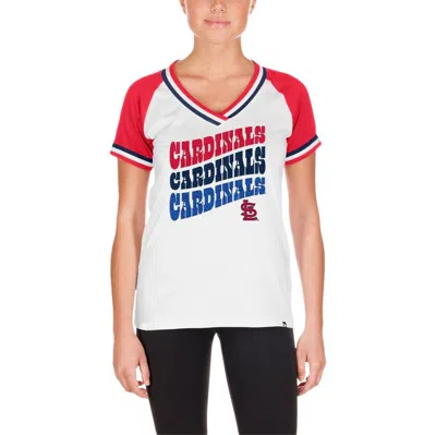 New Era White St. Louis Cardinals Jersey Double Binding V-neck T-shirt