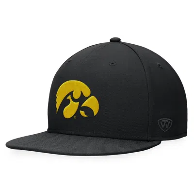 Top Of The World Black Iowa Hawkeyes Fitted Hat
