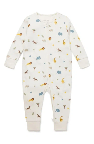 Mori Babies' Clever Zip Safari Fitted One-piece Pajamas