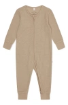 Mori Babies' Clever Zip Waffle Fitted One-piece Pajamas In Seasame