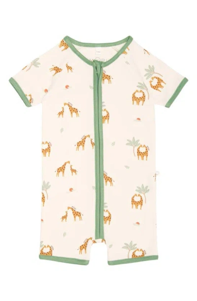 Mori Babies' Giraffe Print Fitted One-piece Short Pyjamas
