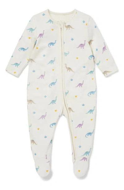 Mori Babies' Clever Zip Dino Print Fitted One-piece Footie Pyjamas