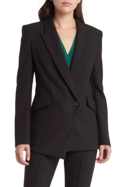 Hugo Boss Women's Regular-fit Jacket In Stretch Fabric With Asymmetric Front In Black