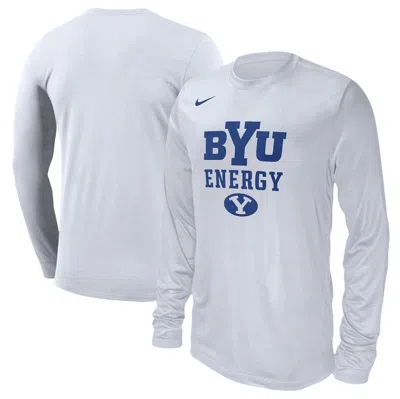 Nike Unisex   White Byu Cougars 2024 On-court Bench Long Sleeve T-shirt