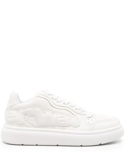 Alexander Wang Puff Pebble Leather Sneaker With Logo In Optic White