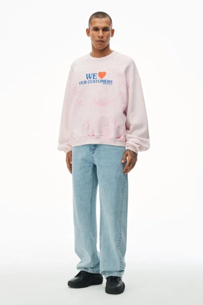 Alexander Wang Love Our Customers Sweatshirt In Lt Pink Bleach Out