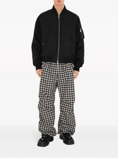 Burberry Chequered Crest Bomber Jacket In Black