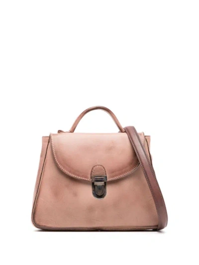 Cherevichkiotvichki Distressed Leather Tote Bag In Dark Faded Rose