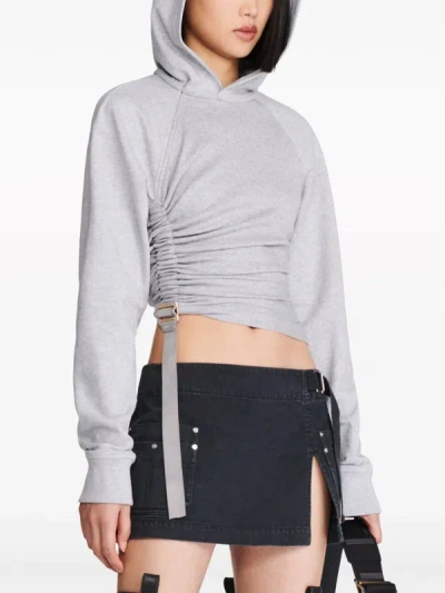 Dion Lee Safety Slider Cotton Hoodie In 1010 Grey Marle