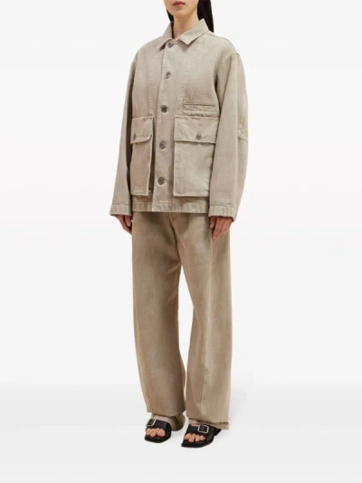 Lemaire Boxy Fit Cotton Jacket In Bg229 Denim Snow Beige