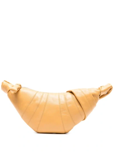 Lemaire Small Croissant Leather Shoulder Bag In Neutrals
