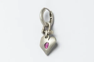 Parts Of Four Jazz's Solid Heart Earring (extra Small, 0.2 Ct, Ruby Slice, Da+rub) In Dirty Sterling