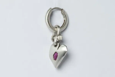 Parts Of Four Jazz's Solid Heart Earring (extra Small, 0.2 Ct, Ruby Slice, Ma+rub) In Matte Sterling Silver