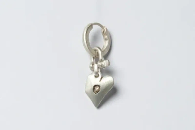 Parts Of Four Jazz's Solid Heart Earring (extra Small, 0.2 Ct, Tiny Faceted Diamond Slab, Ma+fcdia) In Matte Sterling Silver
