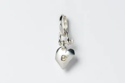Parts Of Four Jazz's Solid Heart Earring (extra Small, 0.2 Ct, Tiny Faceted Diamond Slab, Pa+fcdia) In Polished Sterling Silver