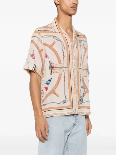 Rhude Nautica Silk Shirt In Neutrals