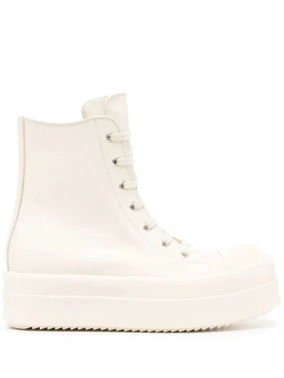 Rick Owens Lido Mega Bumper High-top Sneakers In 1111 Milk/milk/milk