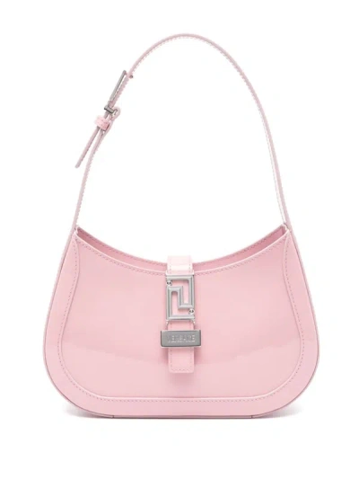 Versace Women Small Hobo Calf  Leather Bag In 1pg4p English Rose-palladium