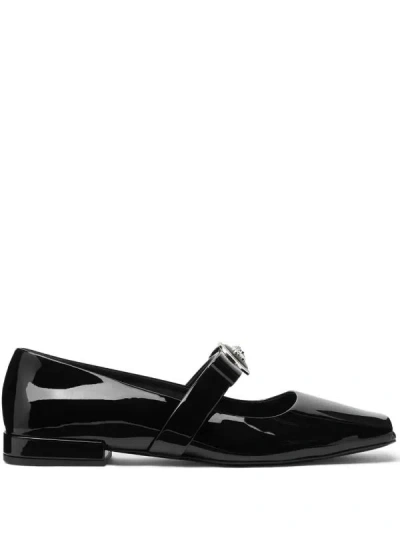 Versace 20毫米漆皮平底鞋 In 1b00p Black-palladium