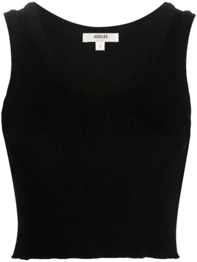 Agolde Sleeveless Ribbed Tank Top In Black