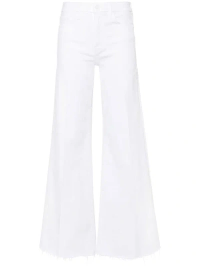 Mother The Undercover Raw Cut Flared Jeans In White