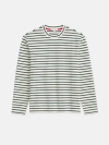 Alex Mill Jordan Stripe Ribbed Crewneck Cashmere Sweater In Natural/pine Grove