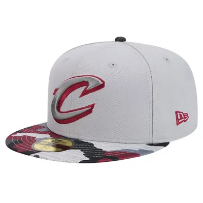 New Era Gray Cleveland Cavaliers Active Color Camo Visor 59fifty Fitted Hat