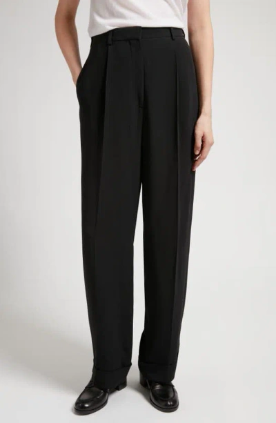 The Row Tor Pleated Wide-leg Trousers In Black