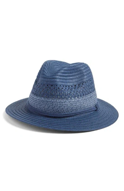 Nordstrom Vented Panama Hat In Navy Blue Combo