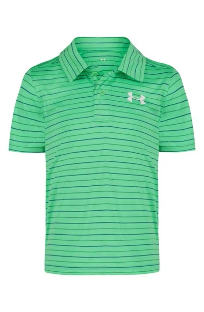 Under Armour Kids' Match Play Stripe Performance Polo In Matrix Green