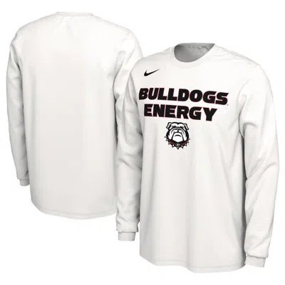 Nike Unisex   White Georgia Bulldogs 2024 On-court Bench Energy Long Sleeve T-shirt