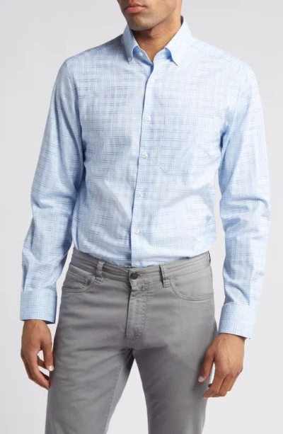 Scott Barber Check Stretch Cotton Button-down Shirt In Blue