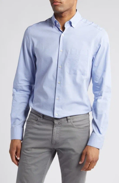 Scott Barber Dobby Check Stretch Button-down Shirt In Blue