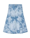 GANNI BLUE BLEACH DENIM FLOUNCE MIDI SKIRT