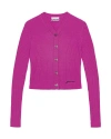 Ganni Pink Mini Ribbed Merino Cardigan In Pink