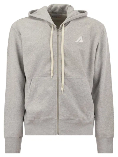 Autry Logo Embroidery Hoodie In Gray