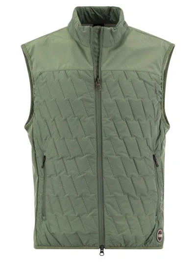 Colmar Quilted Waistcoat With Softshell Inserts In Green