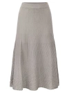 Elisabetta Franchi Metallic Ribbed Viscose Midi Skirt